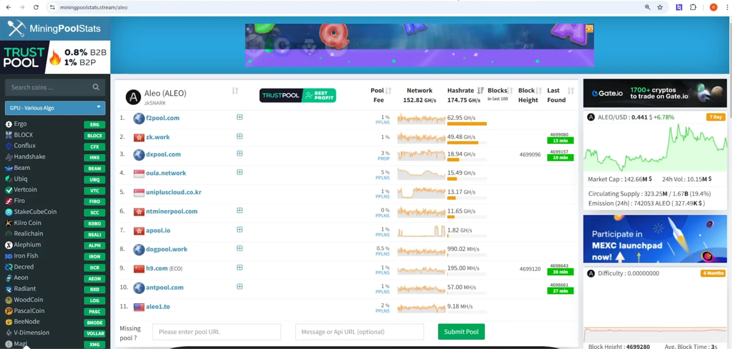 Next, get your mining pool address. Not sure Search here and pick one - 26
