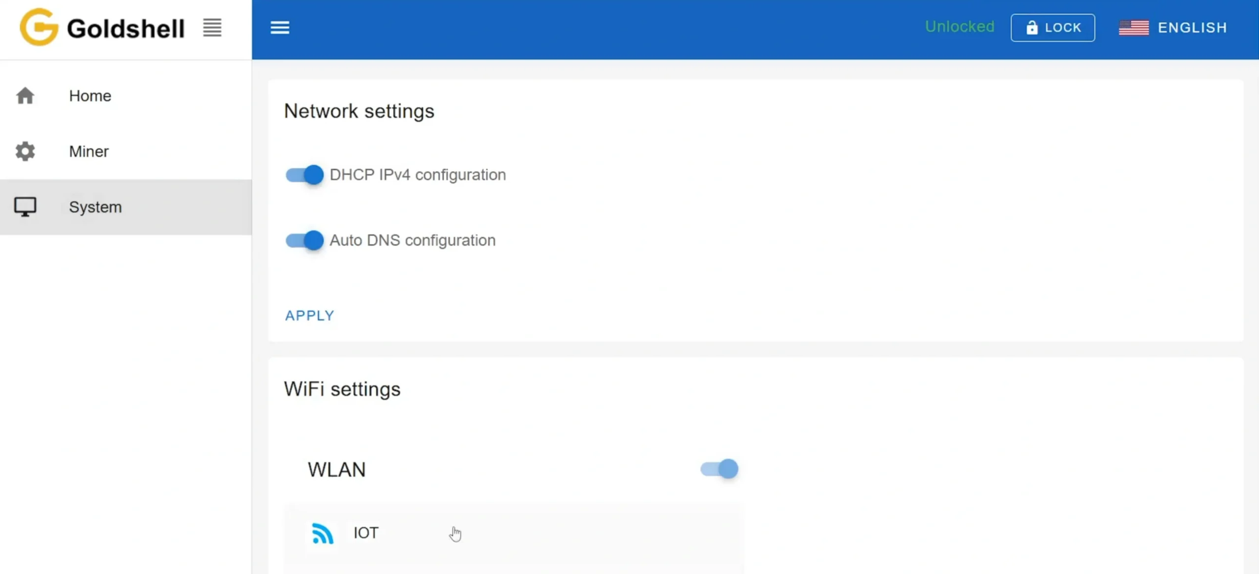 To use Wi-Fi instead of Ethernet, set it up on the “System” page - 29