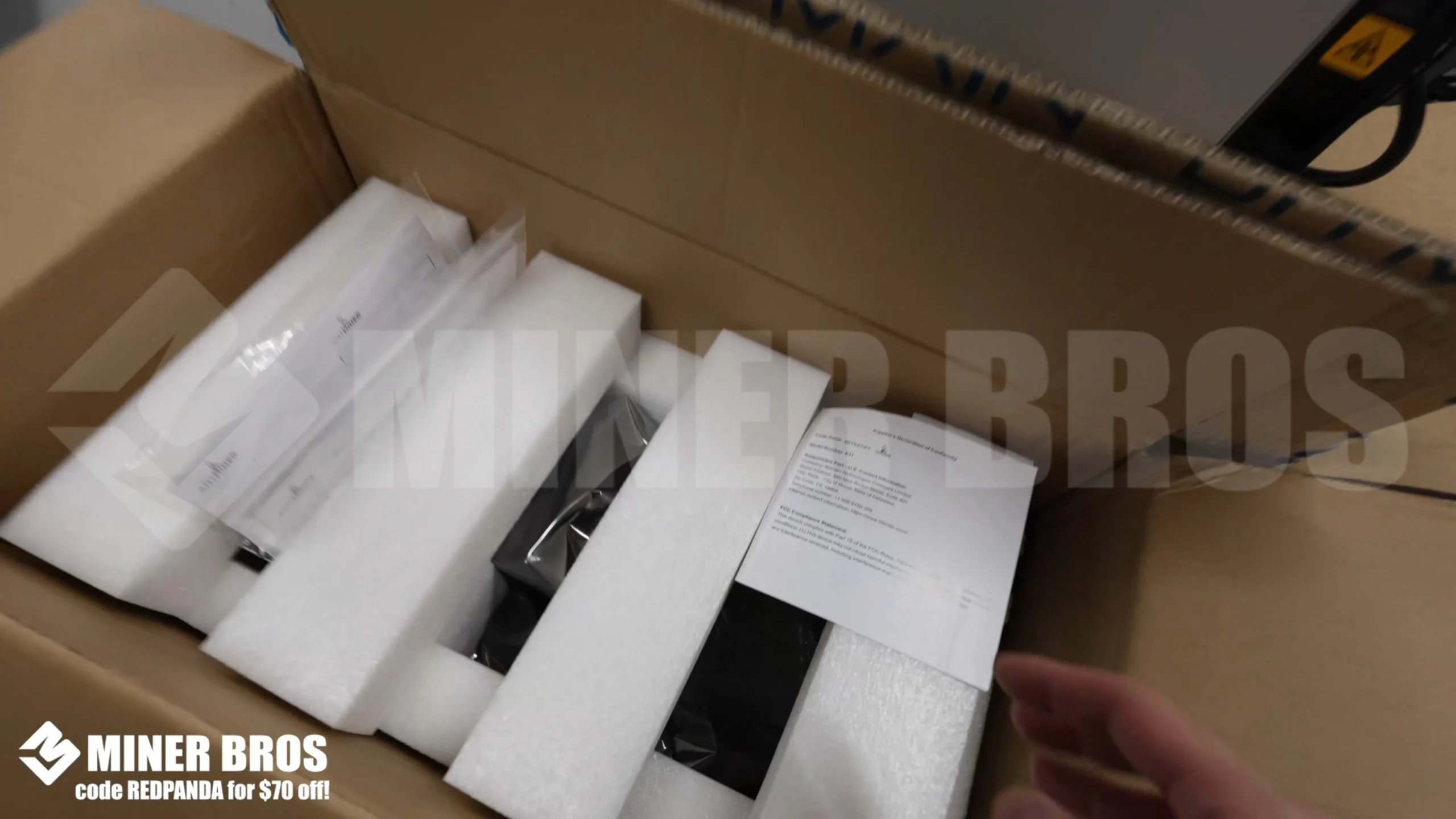 ASIC comes in a cardboard box padded with thick foam pieces - 1