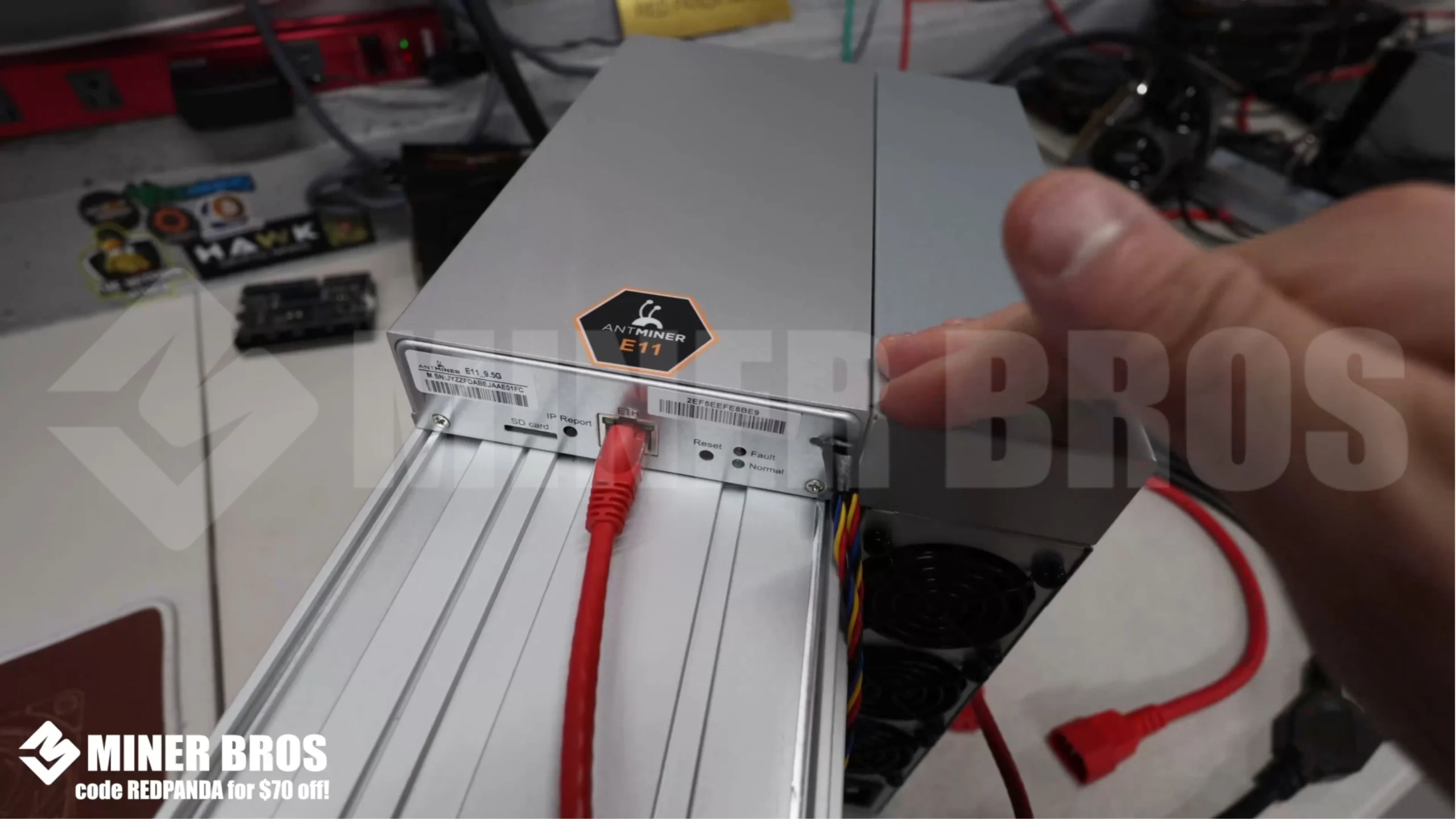 Plug the ethernet cable into the ASIC to connect it to the mining pool - 6