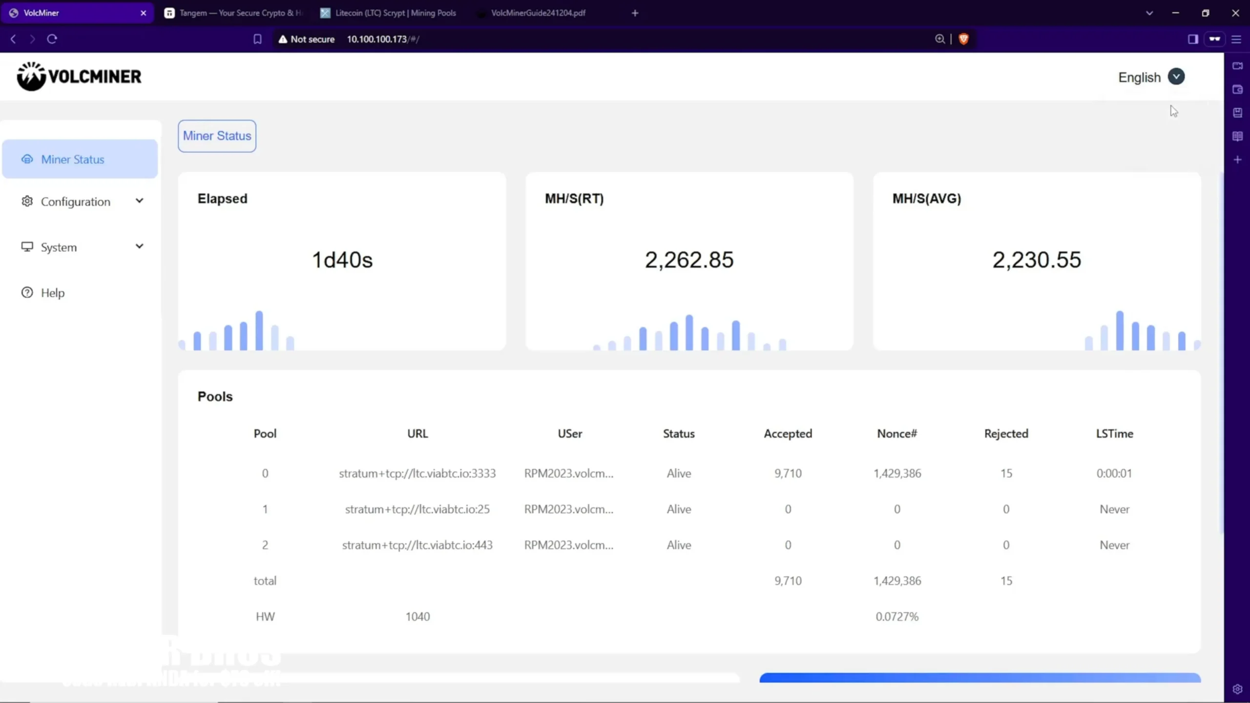 In the miner interface go to settings to enter your pool and worker details - 10