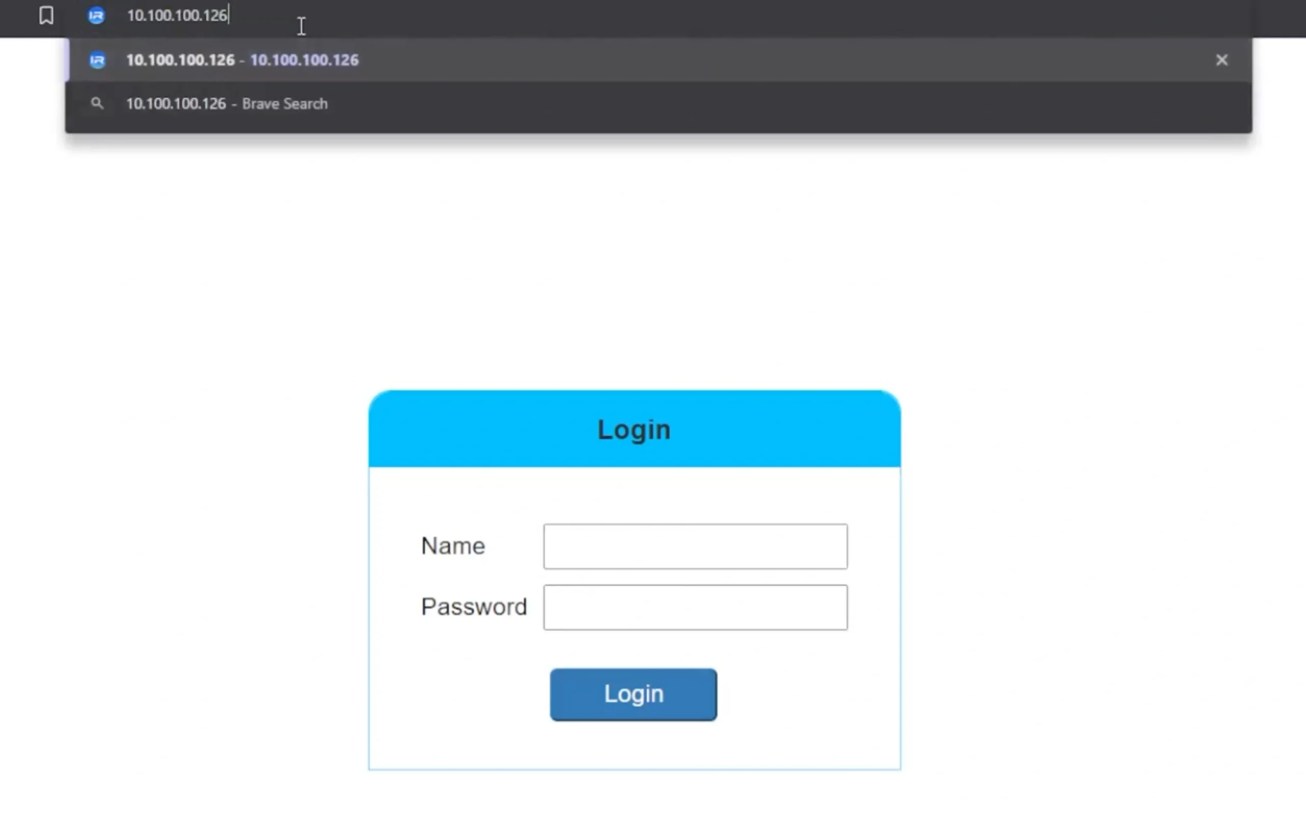 Introduzca la dirección IP copiada en un navegador web.
