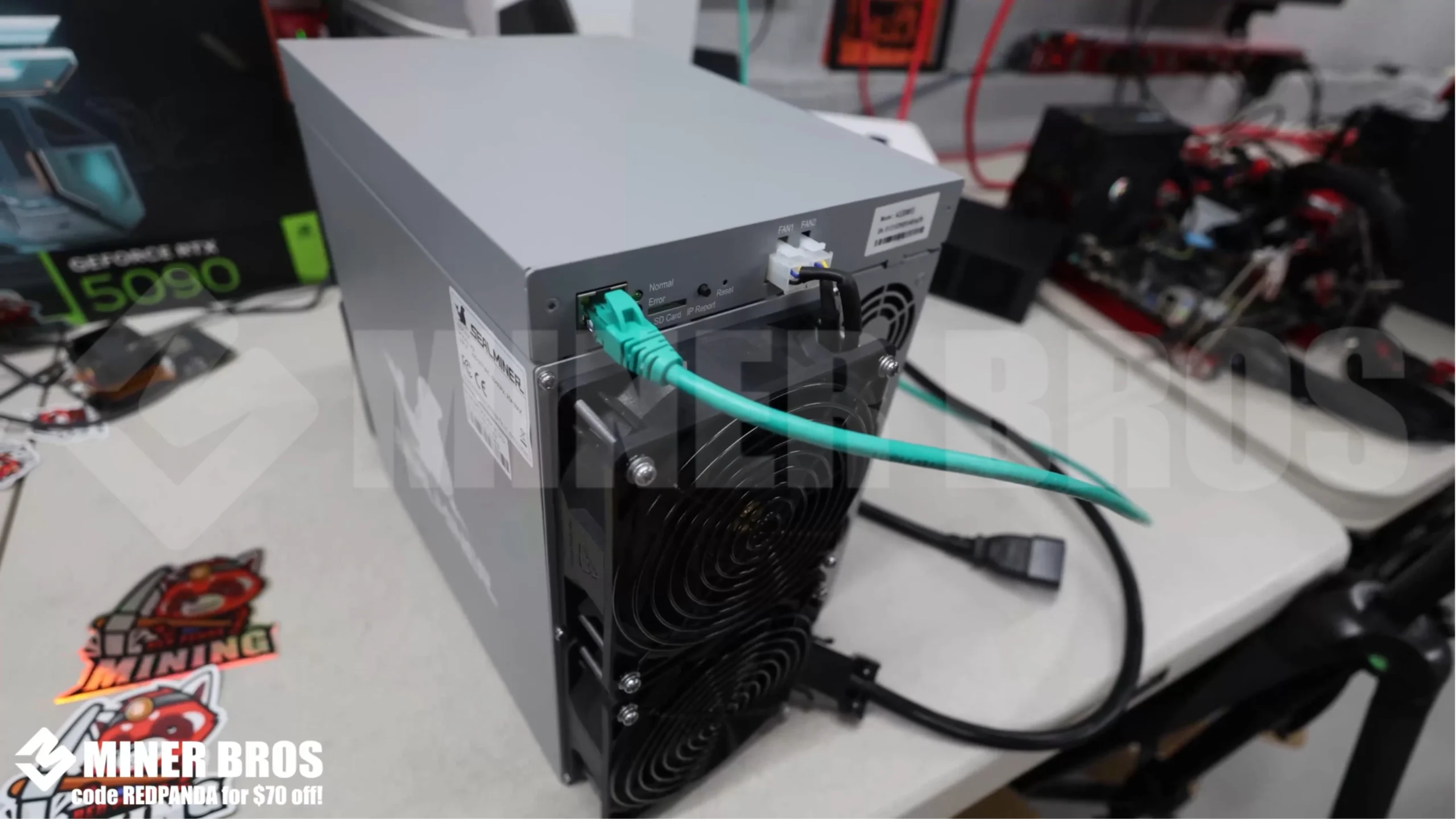 Now, insert the Ethernet cable into the miner. Wi-Fi is not supported — the connection must be hardwired.
