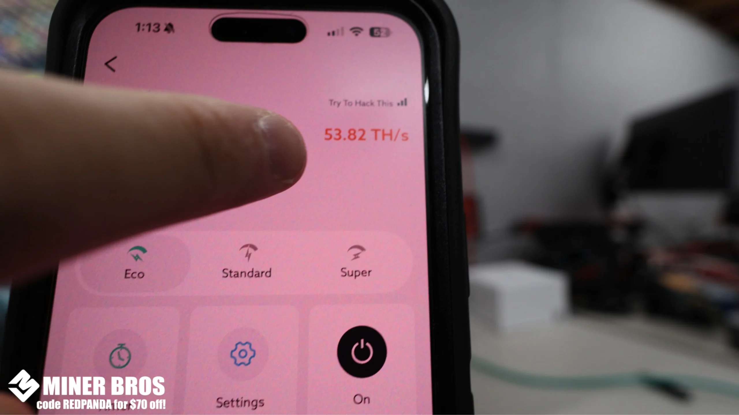 View your hashrate and power consumption directly in the app