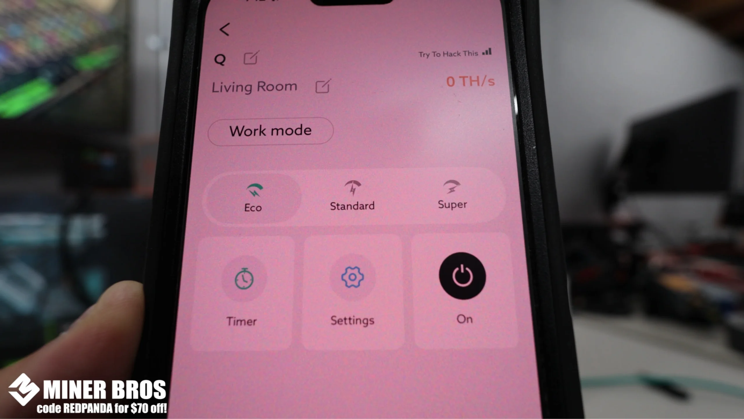 You can choose your power mode (Eco, Standard, or Super) in the app.