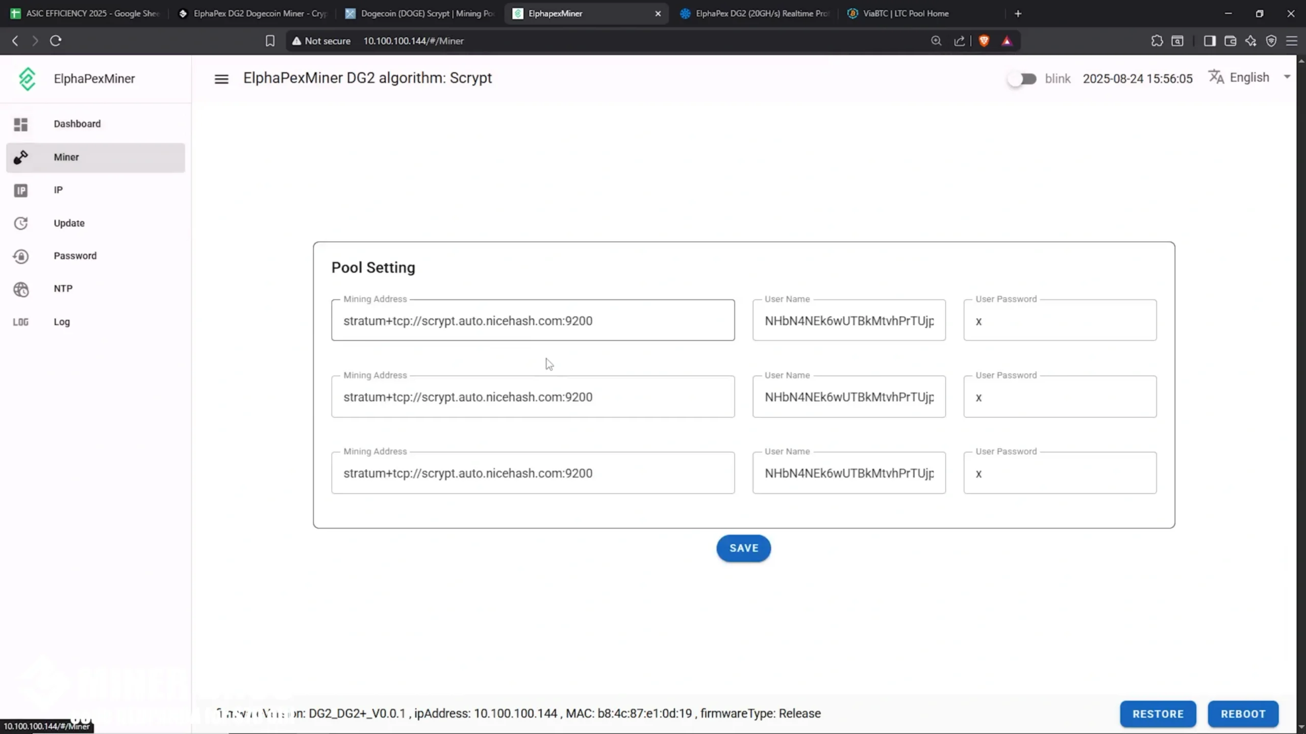 Abre la configuración del pool en la GUI web. - 13