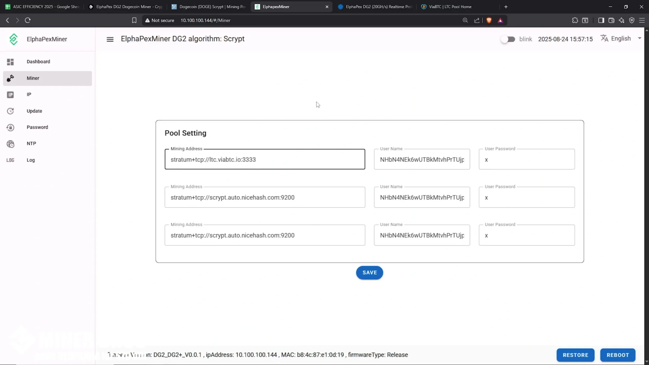 Pega la URL de stratum en el campo Pool 1. - 16