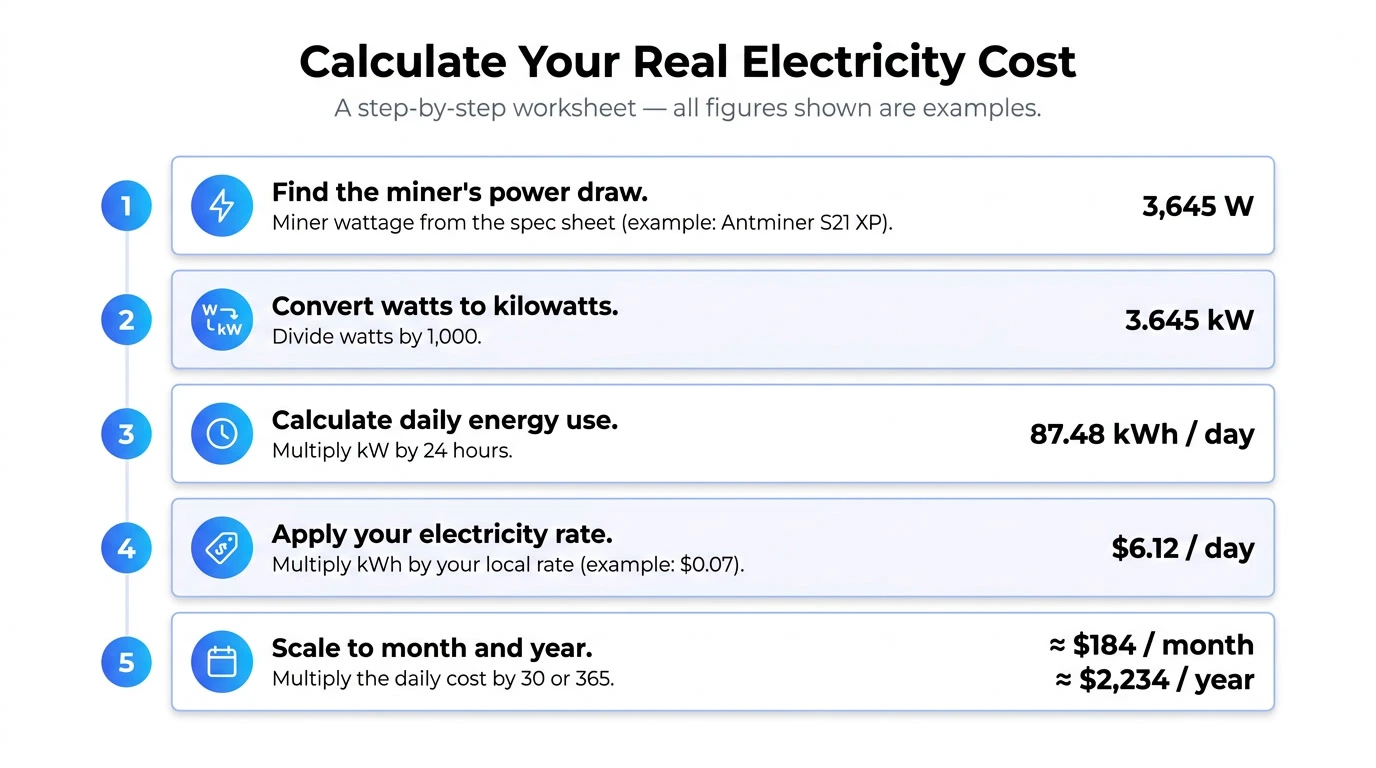 how to calculate an ASIC miner's electricity cost